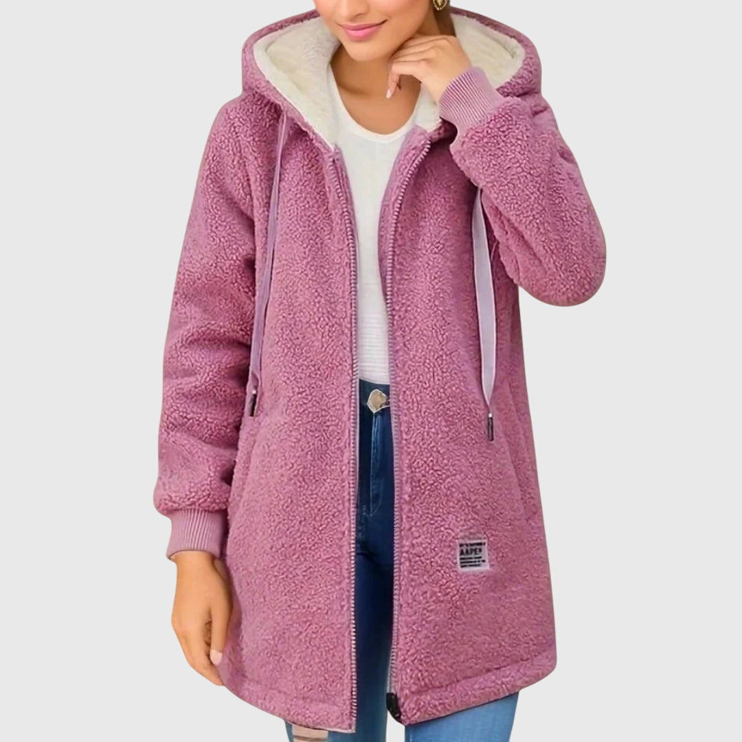 Women's Hooded Fleece Jacket for Fall in Pink