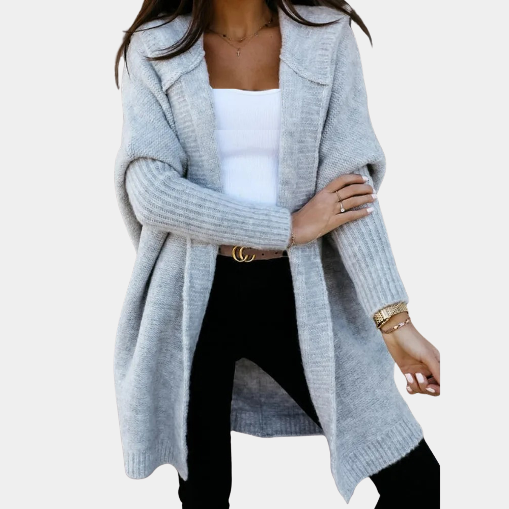 Women's Hooded Knit Cardigan with Relaxed Fit