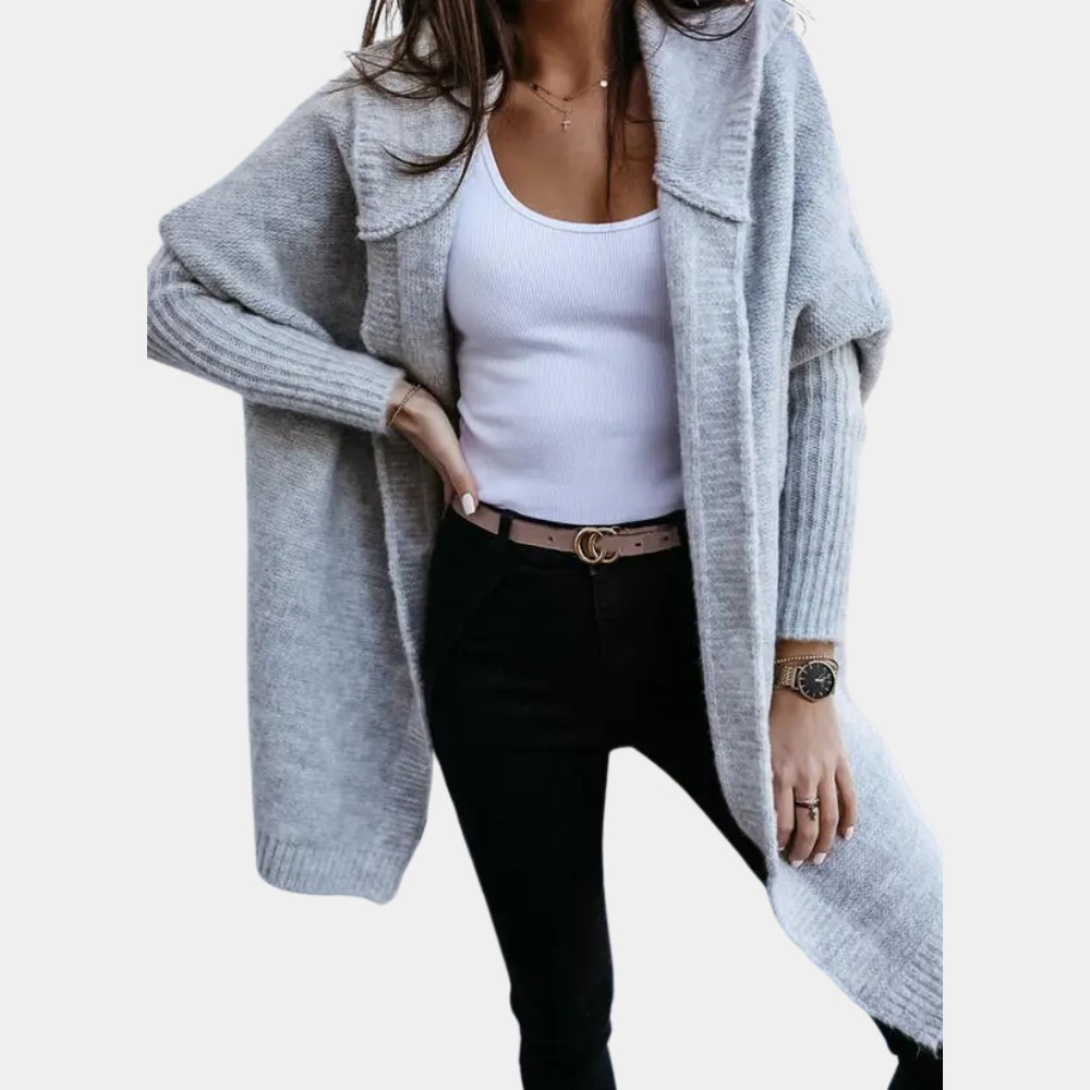 Women's Hooded Knit Cardigan with Relaxed Fit (2)