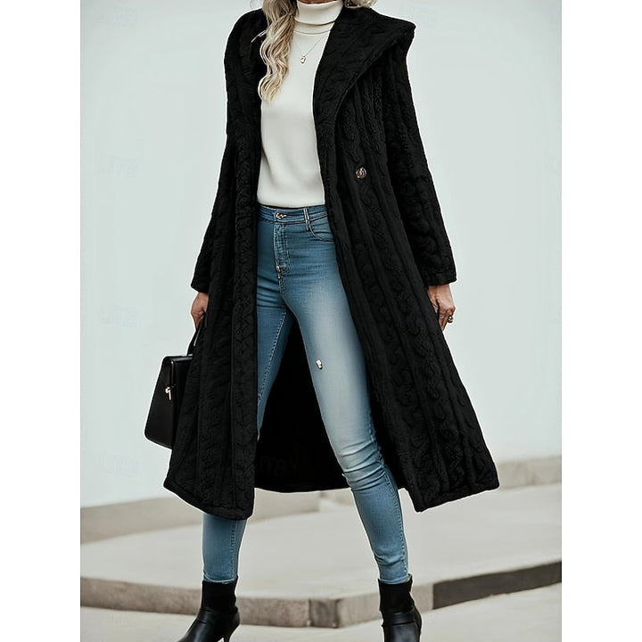 Women's Hooded Longline Coats for Fall in Black