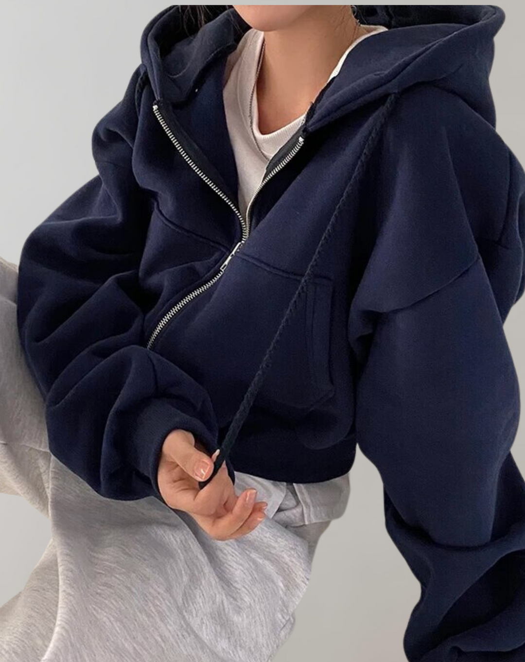 Women's Hoodie Long Sleeve Top for Fall in Black