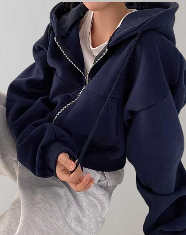 Women's Hoodie Long Sleeve Top for Fall in Black