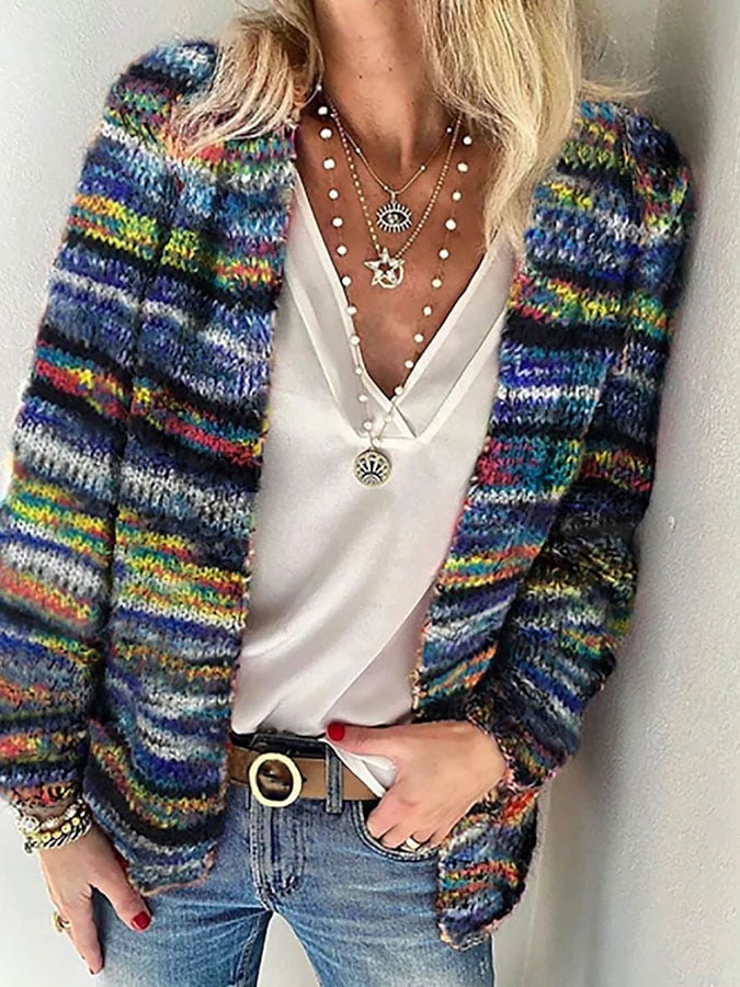 Women's Jacket for Fall, Printed Polyester in Blue