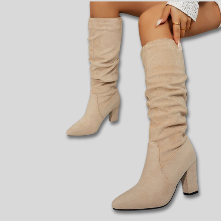 Women's Knee High Block Heel Suede Boots (6)