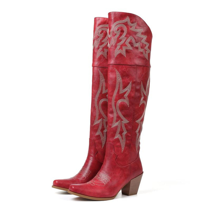 Women's Knee High Boots for Casual Elegance in Red