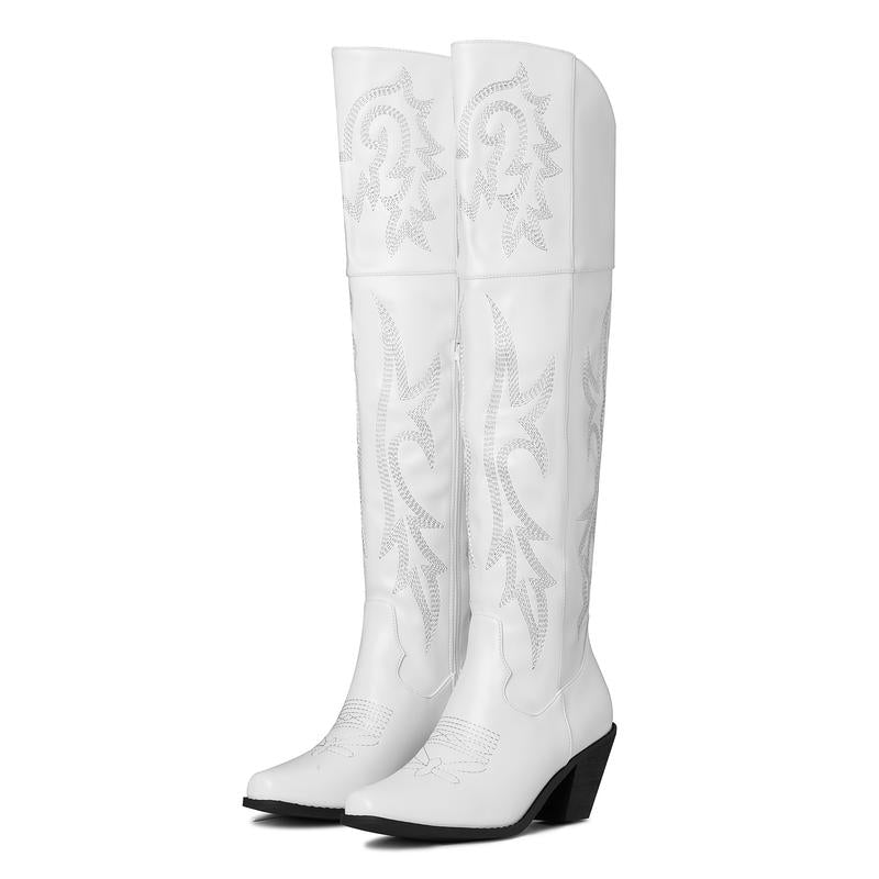Women's Knee High Boots for Casual Elegance in White