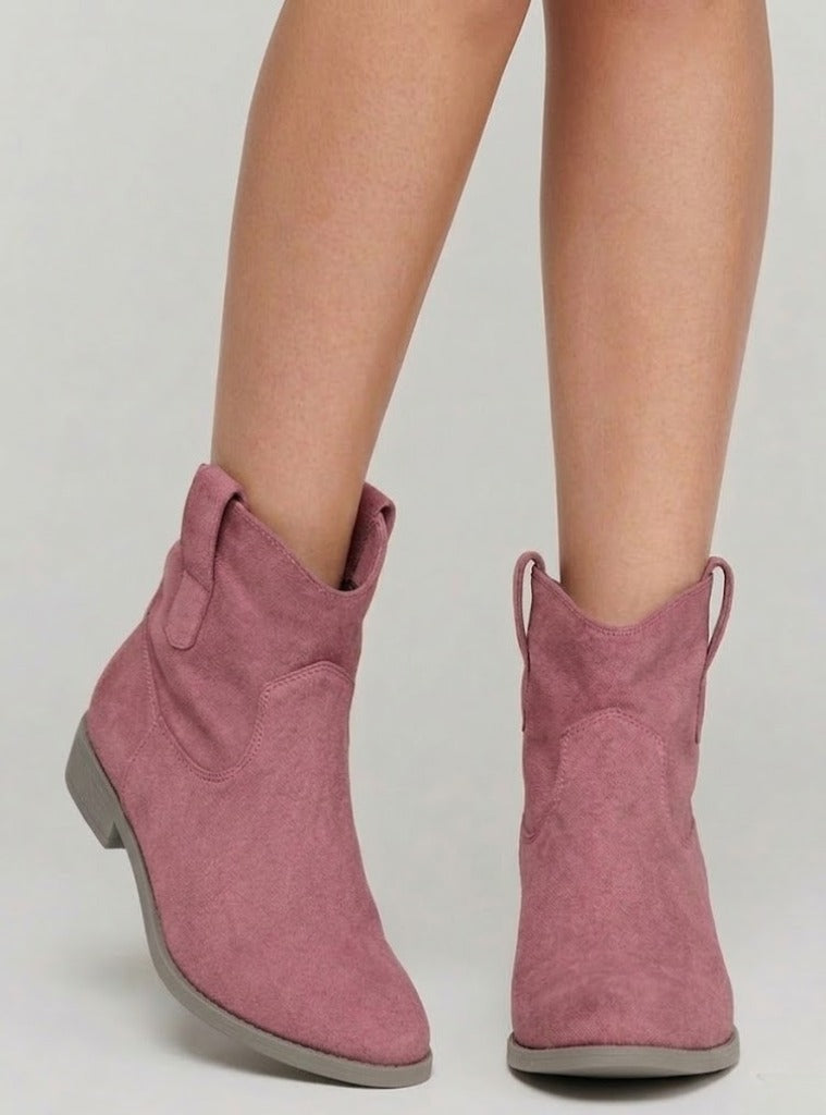 Women's Knee-High Western Boots for Fall in Purple Pink