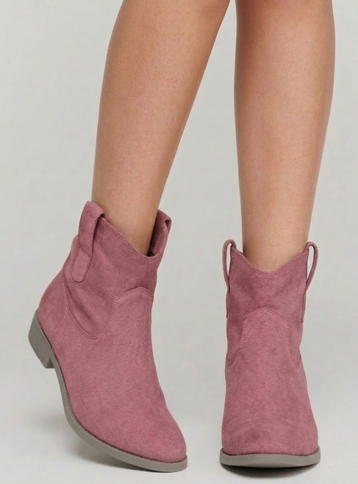 Women's Knee-High Western Boots for Fall in Purple Pink