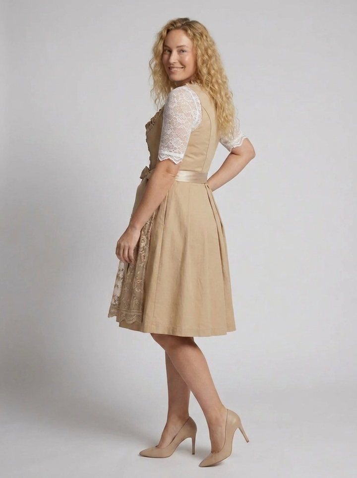 Women's Knee-Length Lace Dirndl Dress (2)