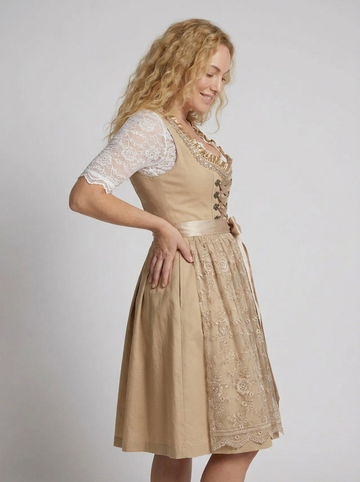 Women's Knee-Length Lace Dirndl Dress (3)