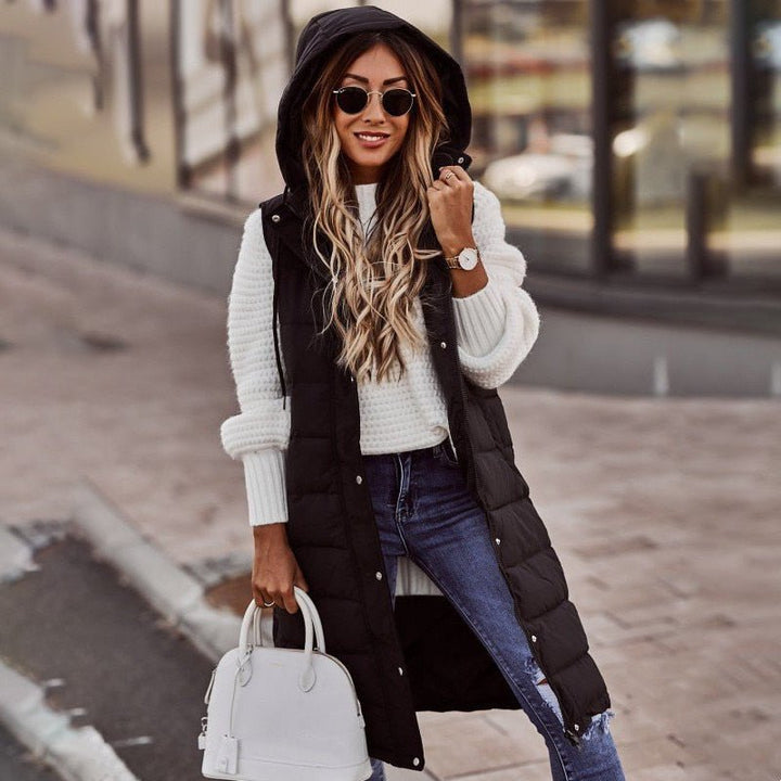 Women's Knee-Length Quilted Puffer Jacket
