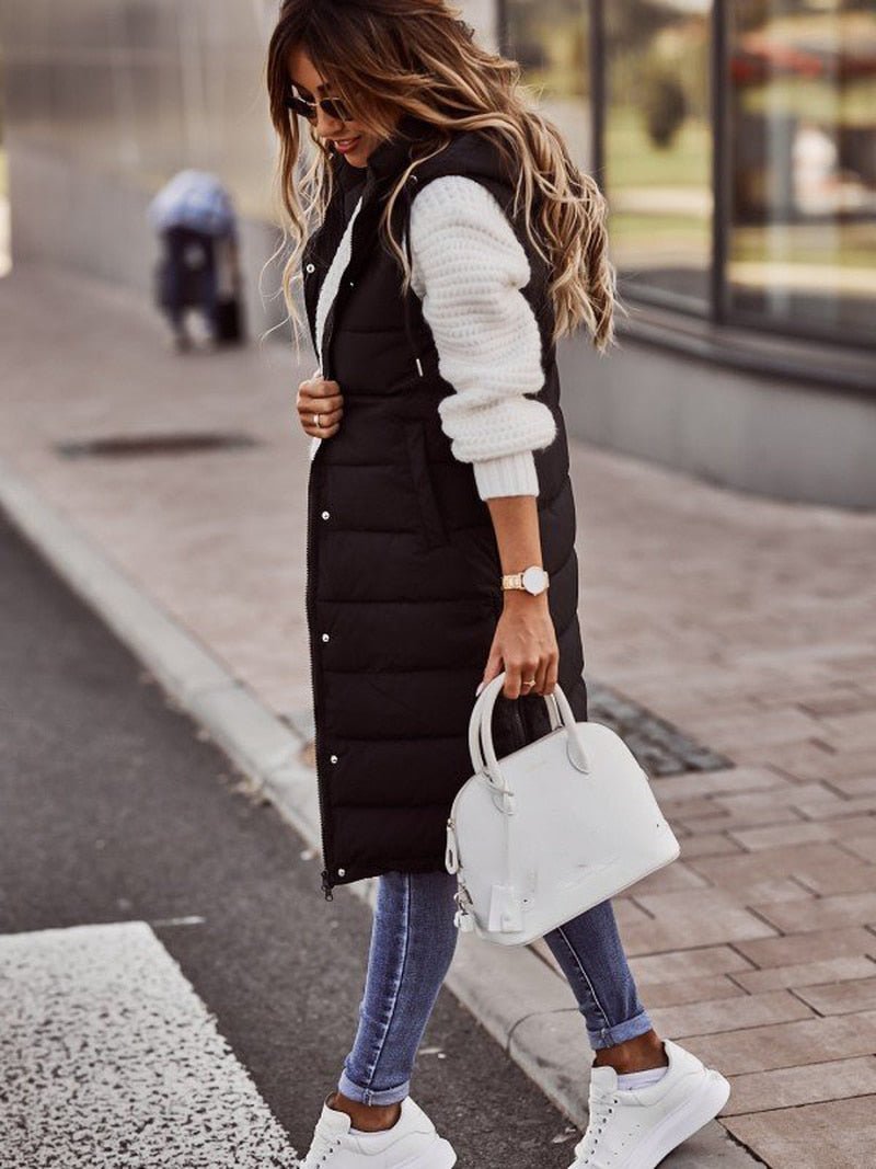 Women's Knee-Length Quilted Puffer Jacket (2)