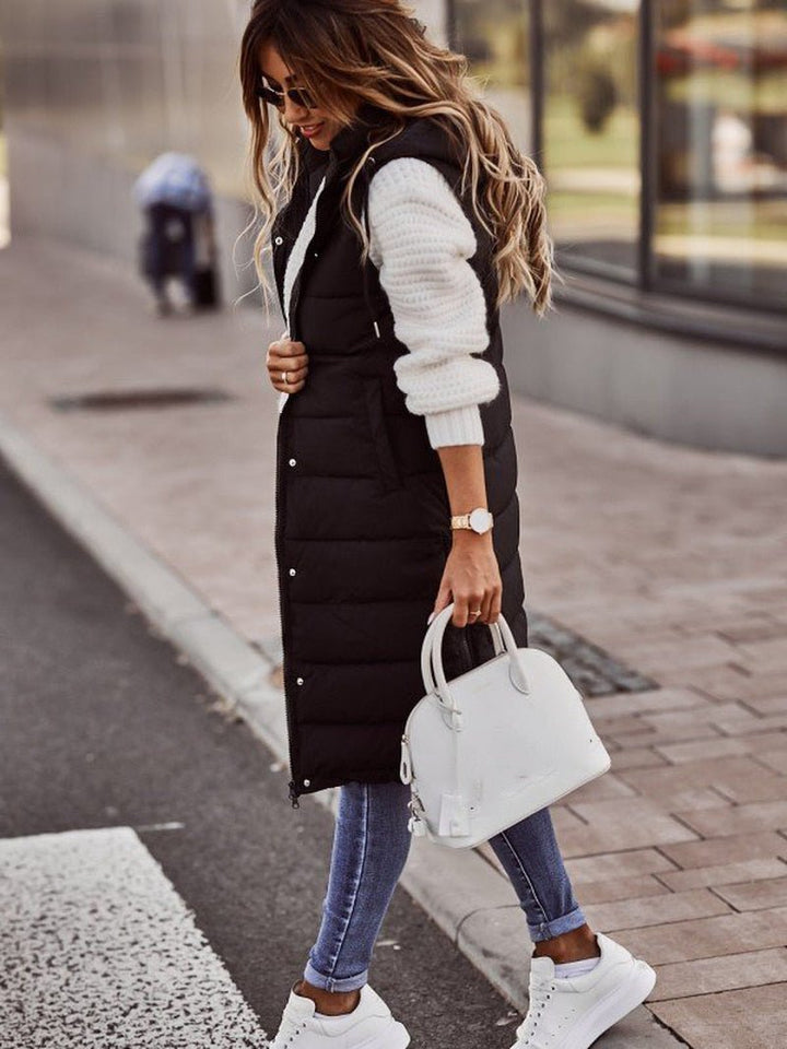 Women's Knee-Length Quilted Puffer Jacket (2)