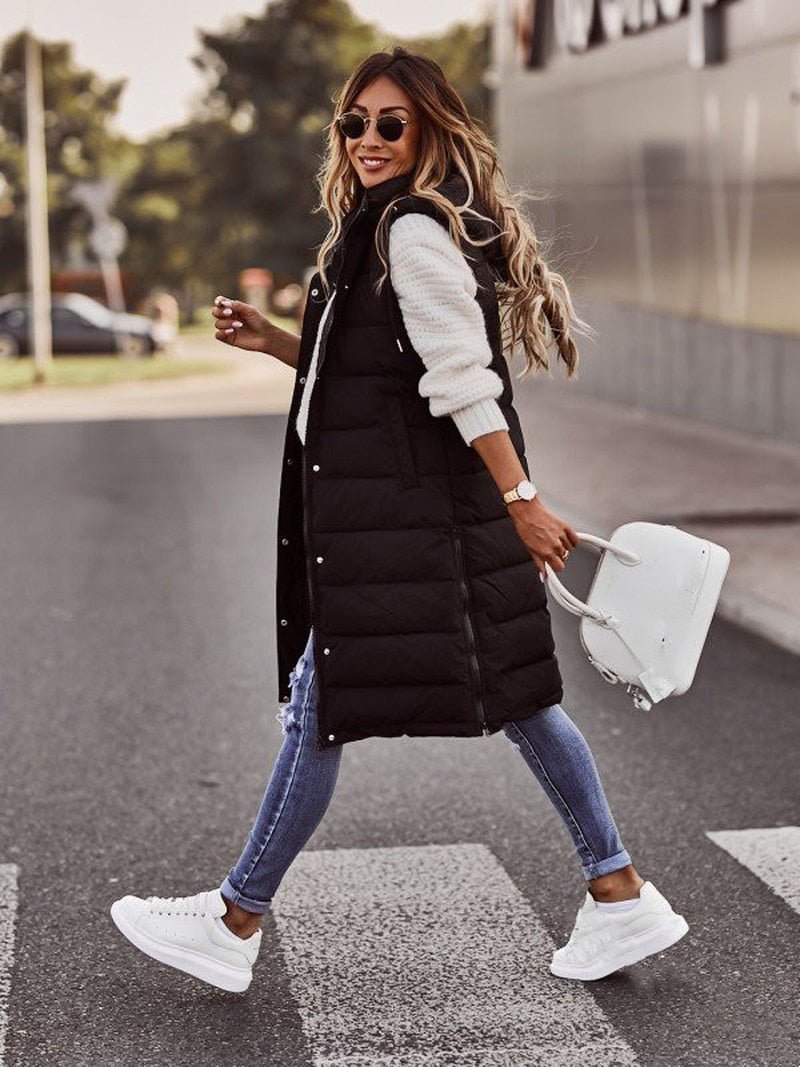 Women's Knee-Length Quilted Puffer Jacket (3)