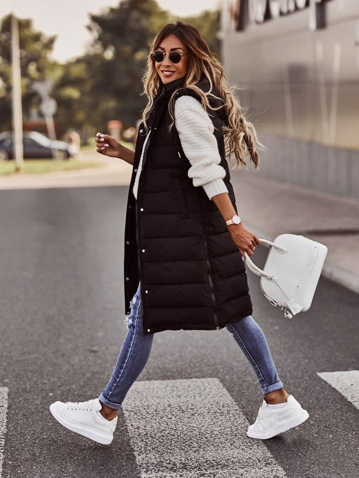 Women's Knee-Length Quilted Puffer Jacket (3)