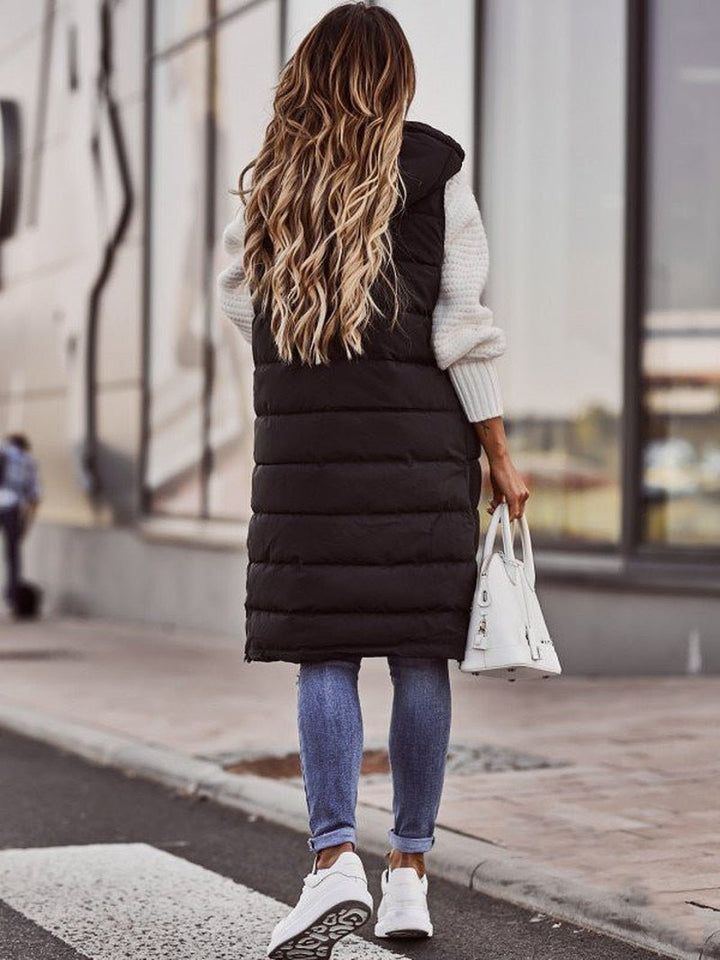 Women's Knee-Length Quilted Puffer Jacket (4)