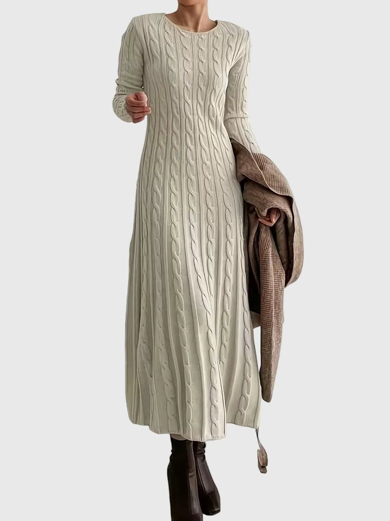 Women's Knit Dress Maxi for Fall in Aprikose