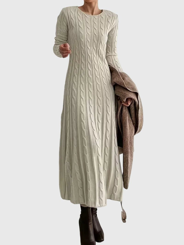 Women's Knit Dress Maxi for Fall in Aprikose