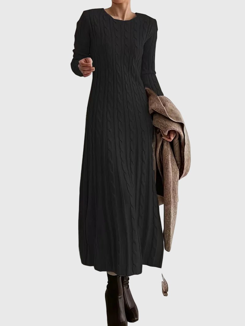 Women's Knit Dress Maxi for Fall in Black