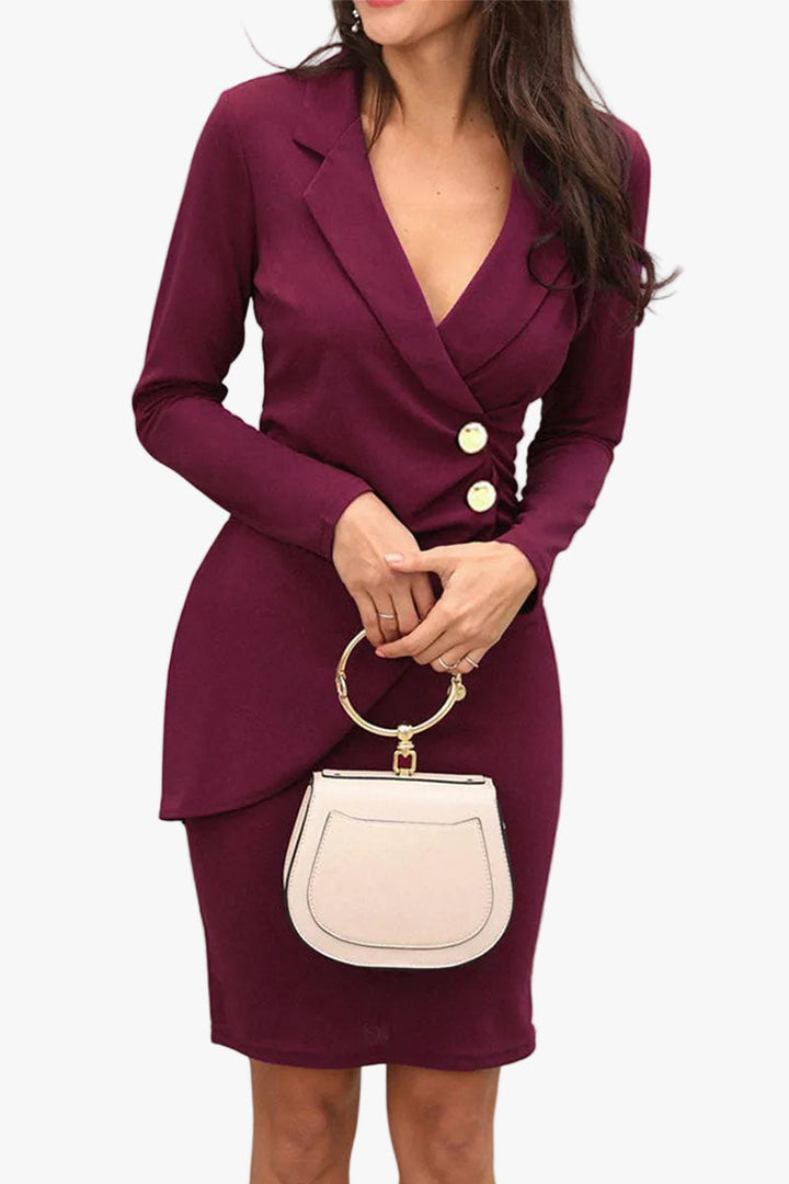 Women's Knit Midi Dress for Work in Burgundy