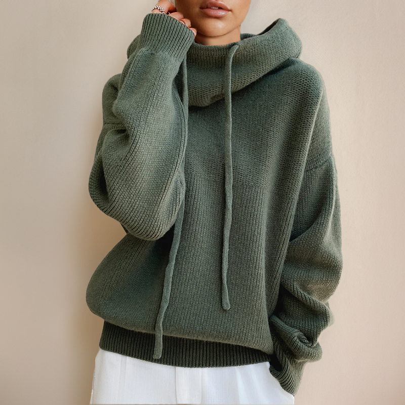 Women's Knit Pullover with Shawl Collar in Green