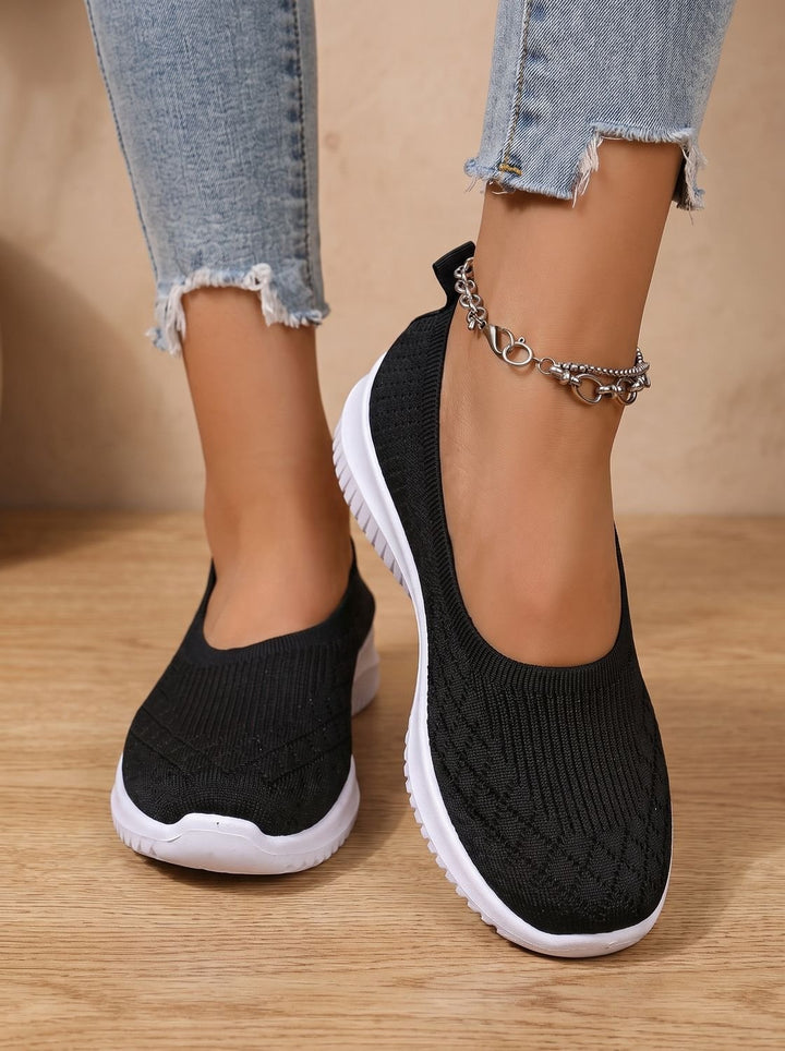 Women's Knit Slip-On Flats for Everyday Comfort in Black