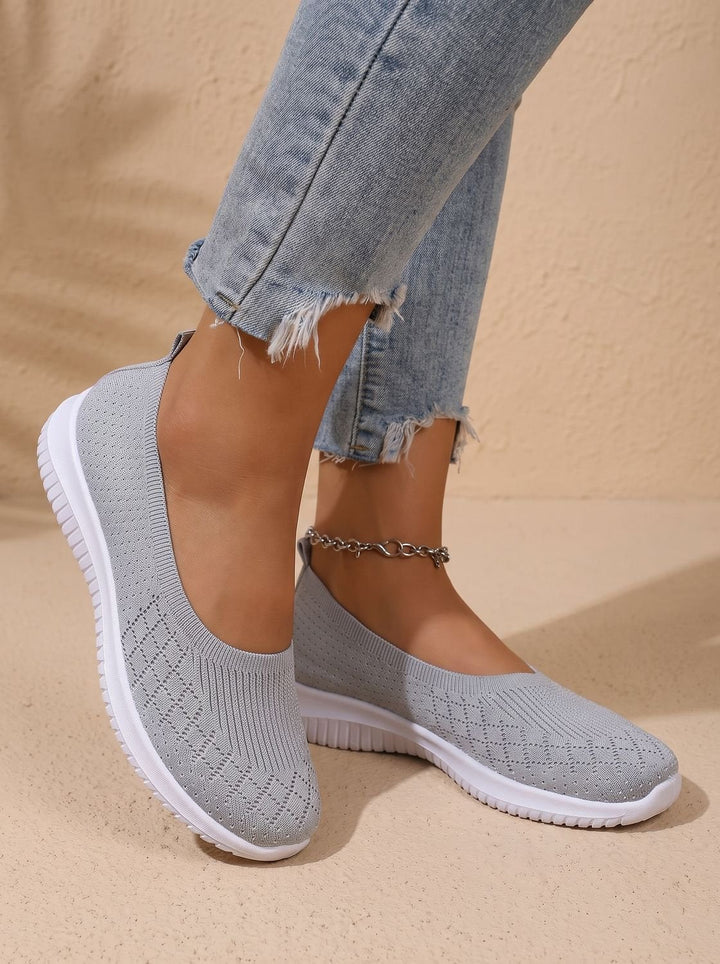 Women's Knit Slip-On Flats for Everyday Comfort in Grey