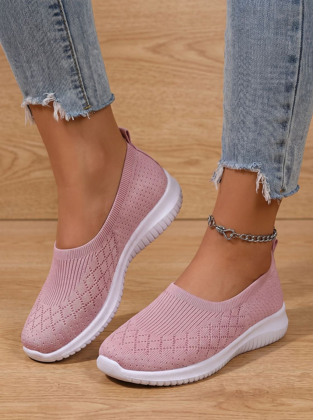 Women's Knit Slip-On Flats for Everyday Comfort in Pink