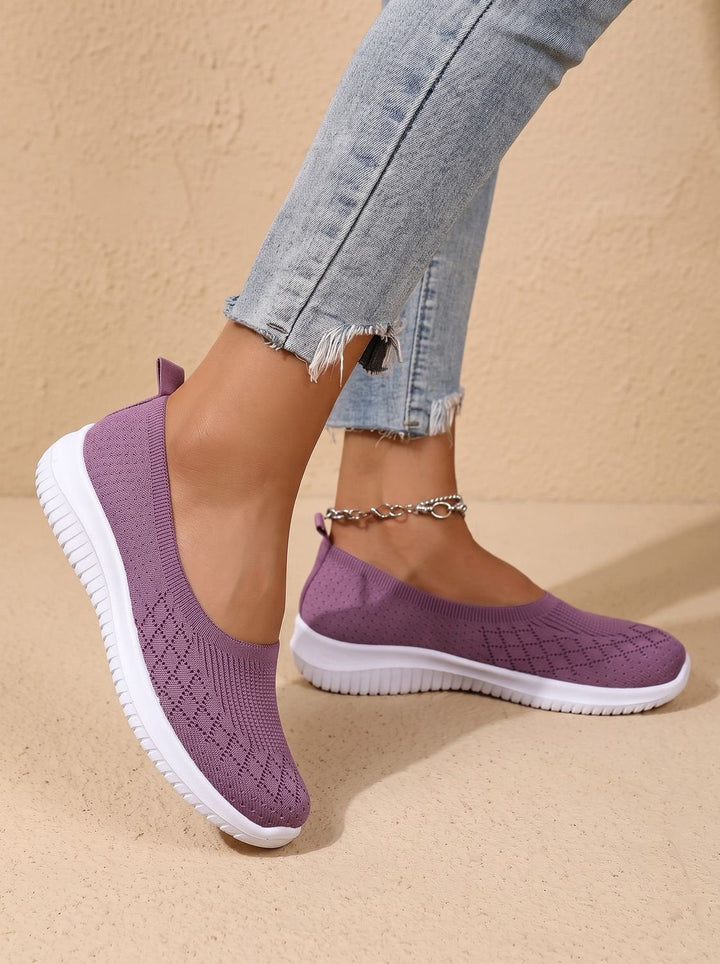 Women's Knit Slip-On Flats for Everyday Comfort in Purple