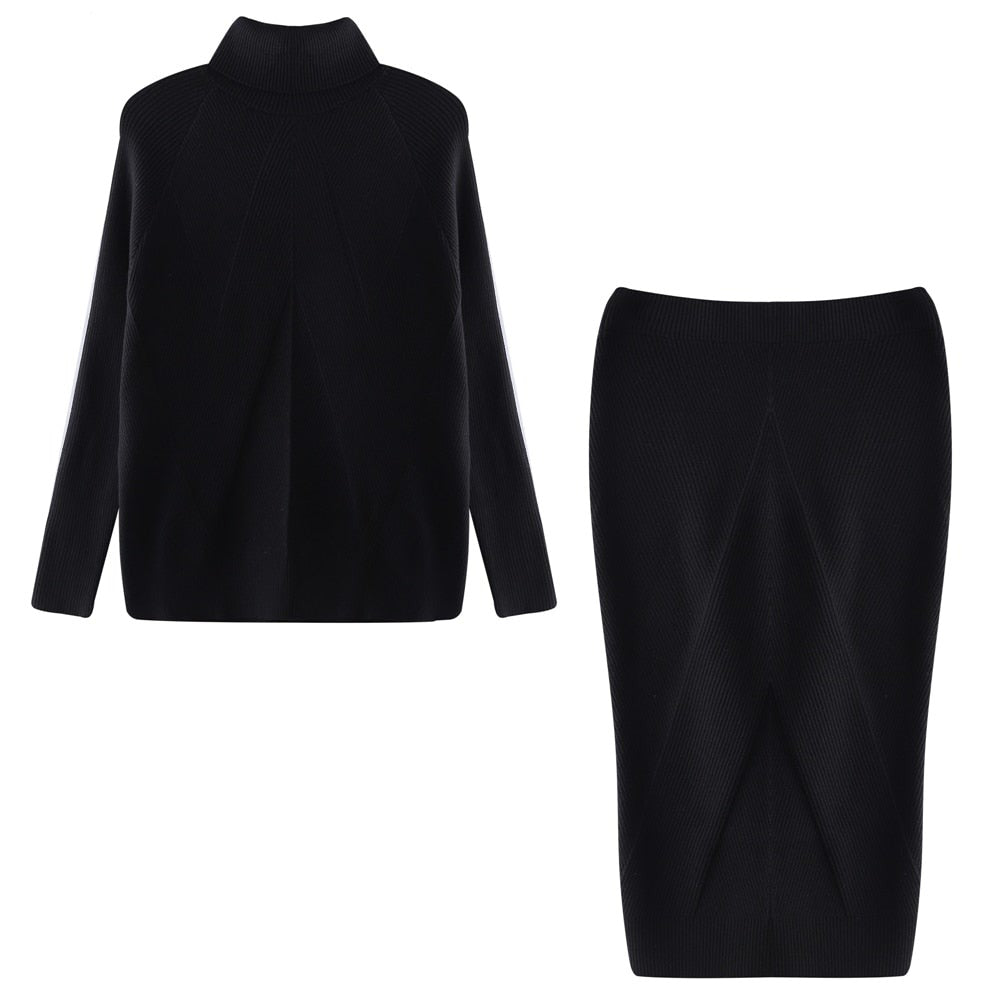 Women's Knit Sweater Dress for Fall Holidays in Black