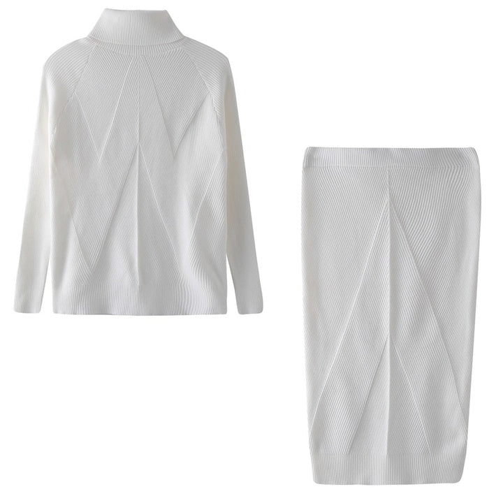 Women's Knit Sweater Dress for Fall Holidays in White