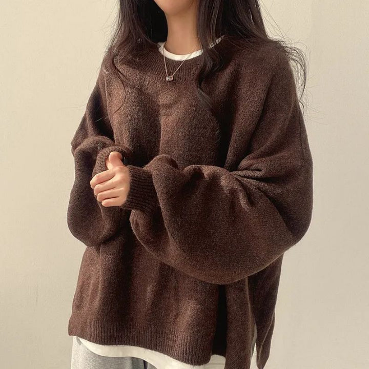 Women's Knit Sweaters for Fall Layering in Brown
