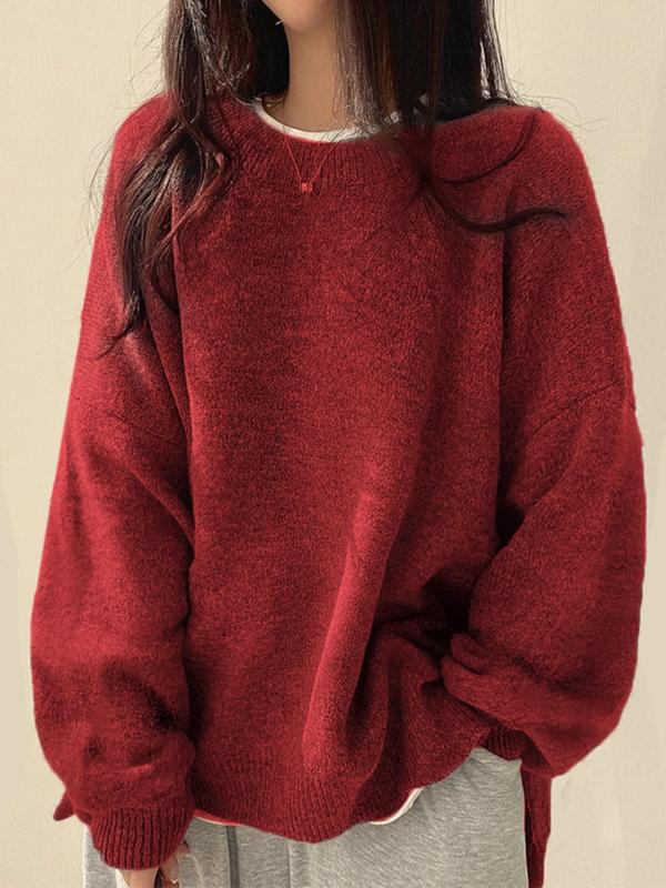Women's Knit Sweaters for Fall Layering in Red