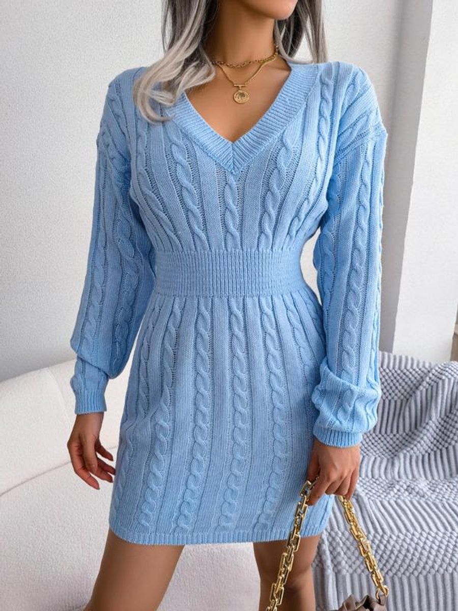 Women's Knitted Dress for Evening Cocktails in Blue