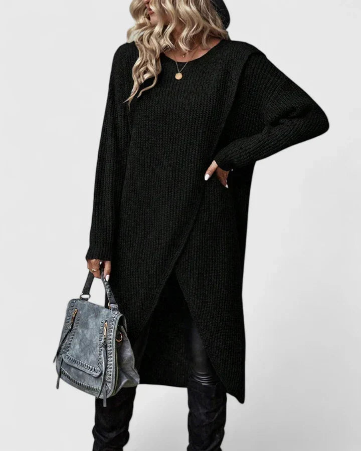 Women's Knitted Dress for Fall Wedding Guests in Grey 2