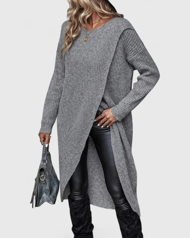 Women's Knitted Dress for Fall Wedding Guests in Grey 3