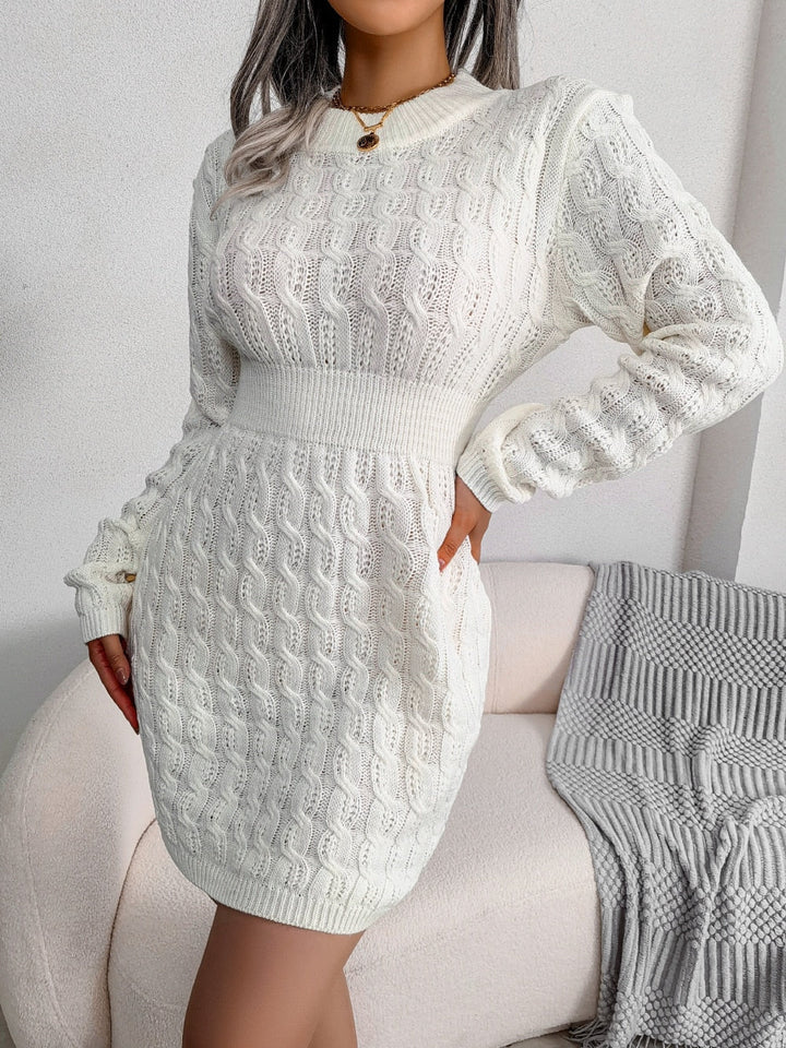 Women's Knitted Dress for Fall Wedding Guests in White