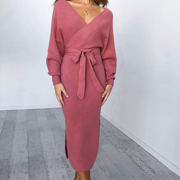 Women's Knitted Dress for Fall Weddings in Hellviolett