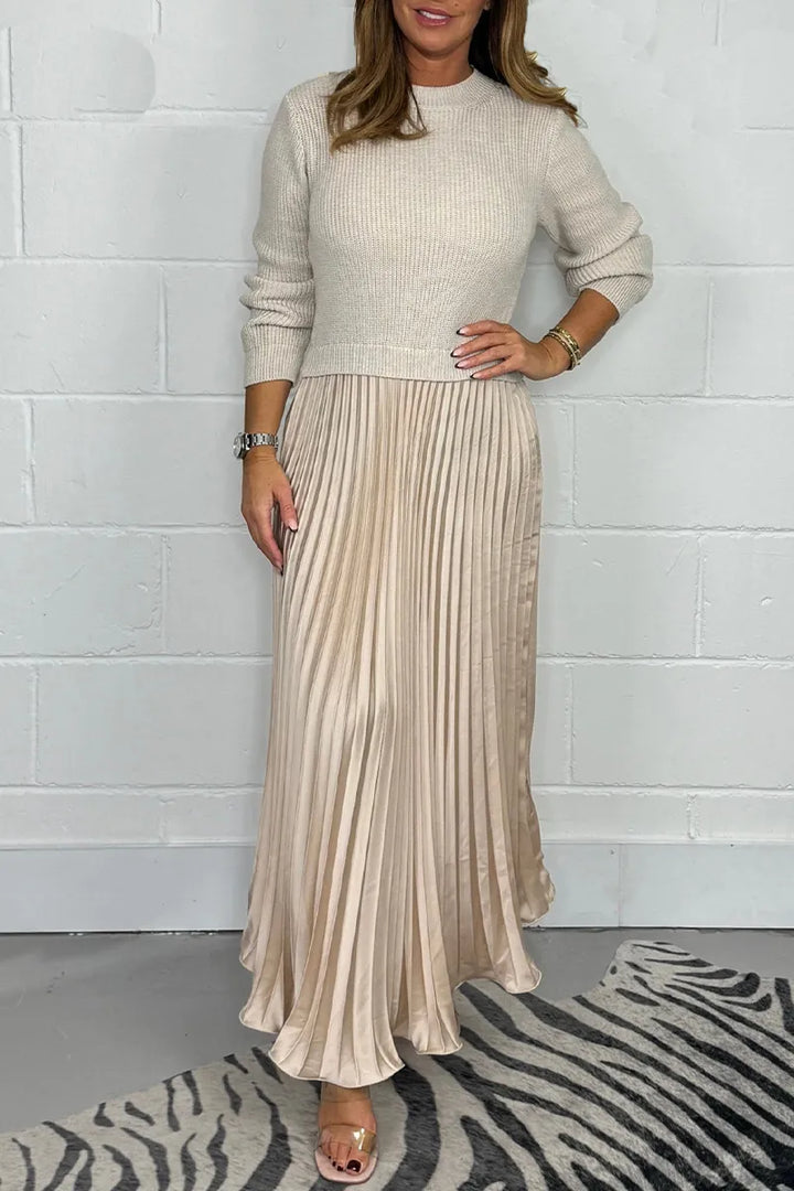 Women's Knitted Dress Midi for Fall Weddings in Aprikose