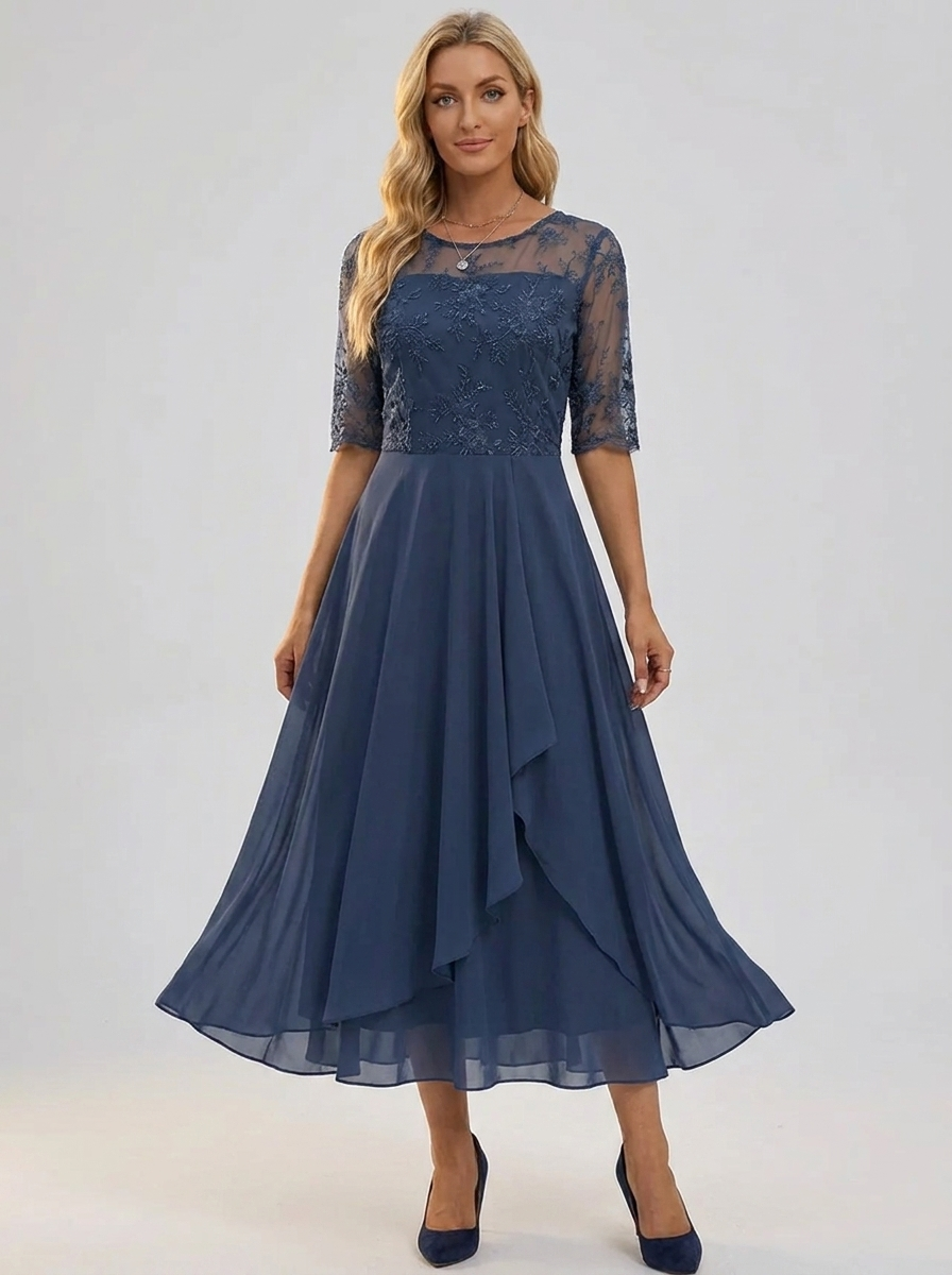 Women's Lace Midi Dress for Fall Weddings