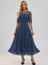 Elizabeth | Women's Lace Midi Dress for Fall Weddings