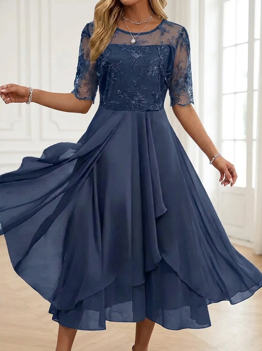 Women's Lace Midi Dress for Fall Weddings (4)