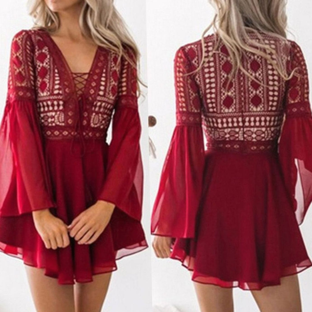 Women's Lace Mini Fall Wedding Guest Dress (4)