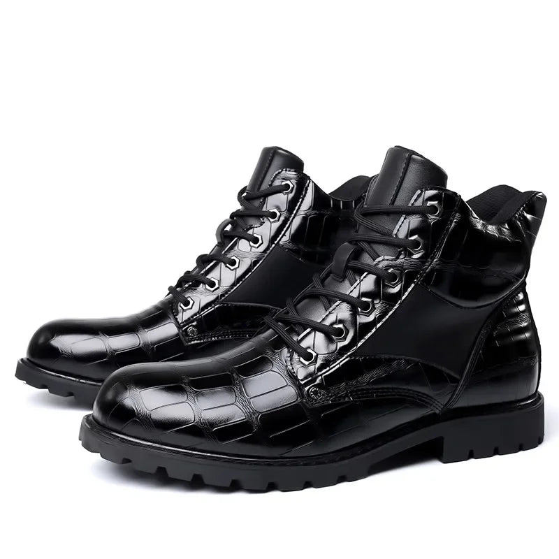 Women's Lace-Up Crocodile Boots for Fall (3)