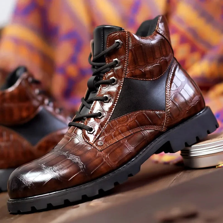 Women's Lace-Up Crocodile Boots for Fall (5)