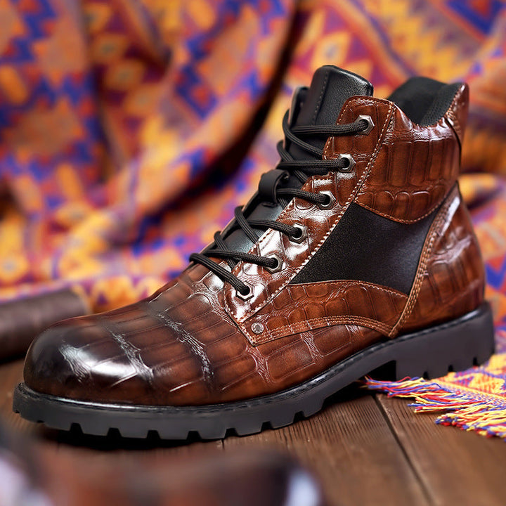 Women's Lace-Up Crocodile Boots for Fall (6)