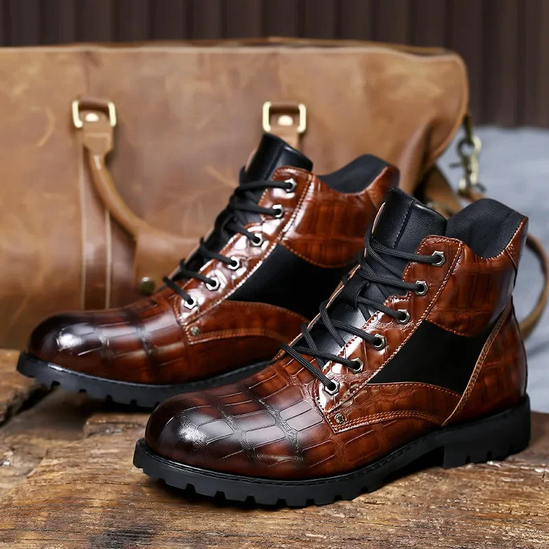 Women's Lace-Up Crocodile Boots for Fall (7)