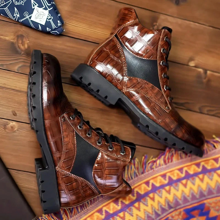 Women's Lace-Up Crocodile Boots for Fall (9)