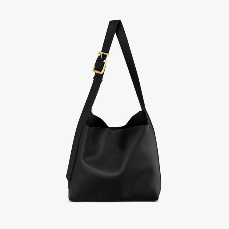Women's Leather Bags with Classic Buckle in Black