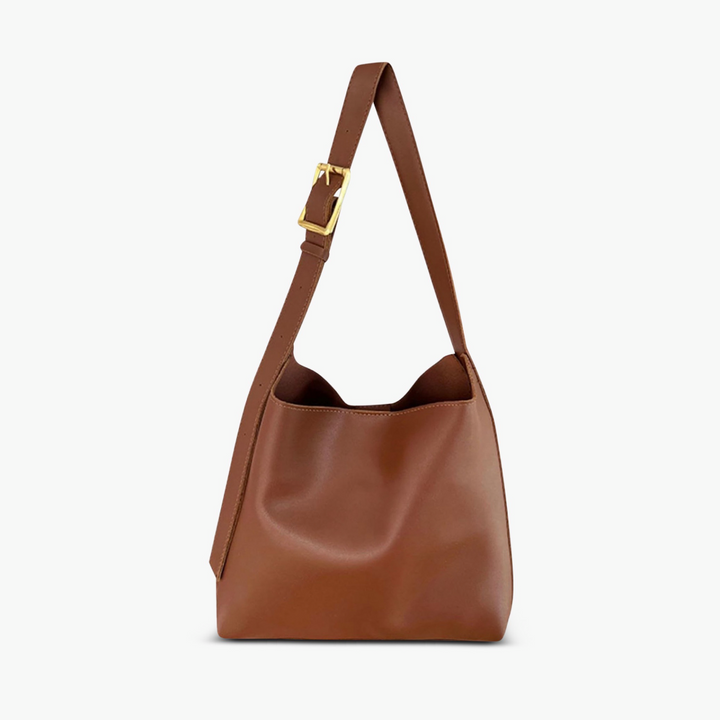 Women's Leather Bags with Classic Buckle in Brown